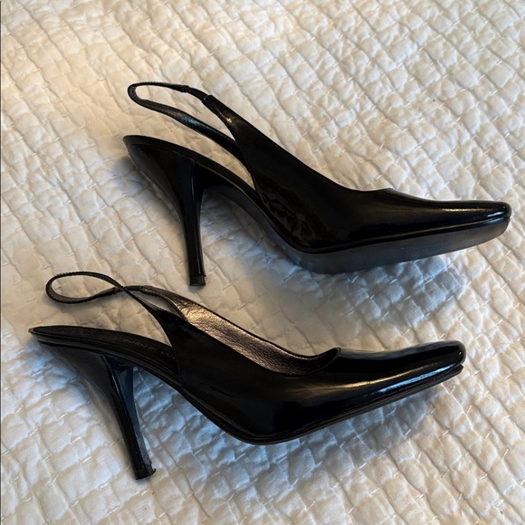 Nine West Black Patent Leather Slingback Heels - Picture 3 of 4